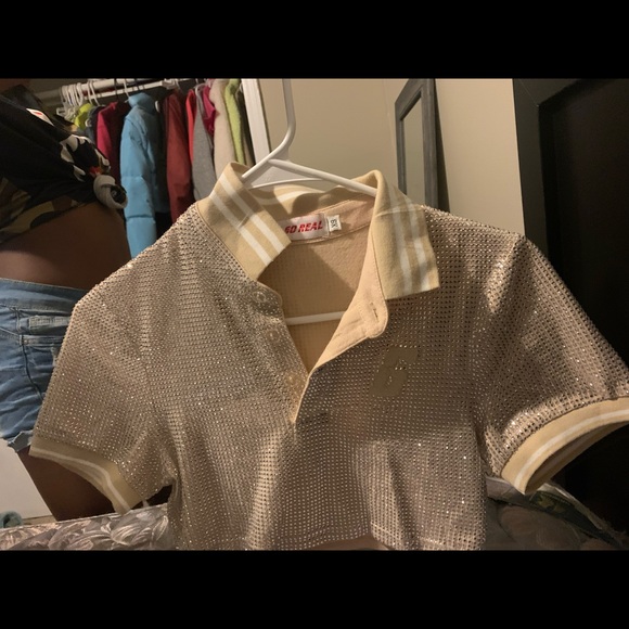 Nude diamond shirt an black jean whide leg pants - Picture 2 of 3